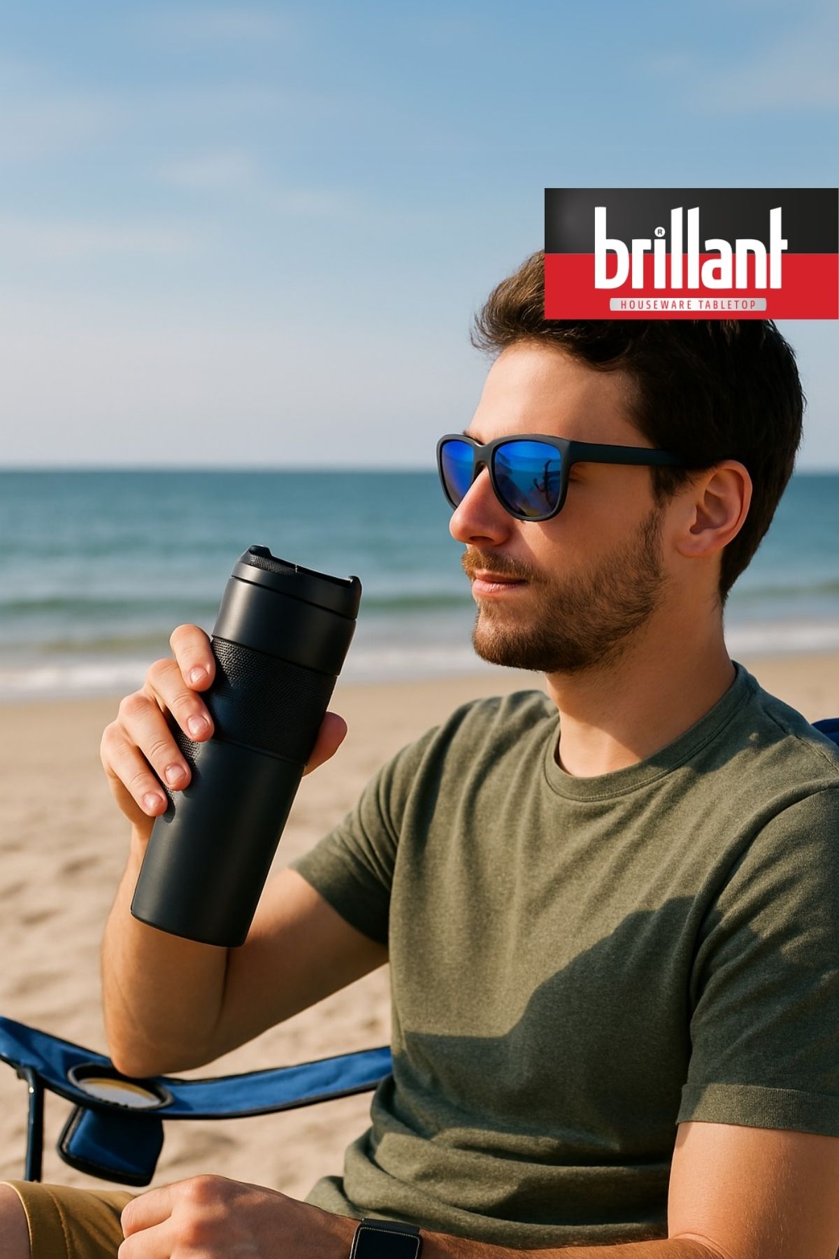 Brillant H20 450ml French Press Termos Kupa | Siyah  ( Termos ve French Press Bir Arada: Kahvenizi Her Yerde Taze Demleyin, Saatlerce Sıcak Tutun! )