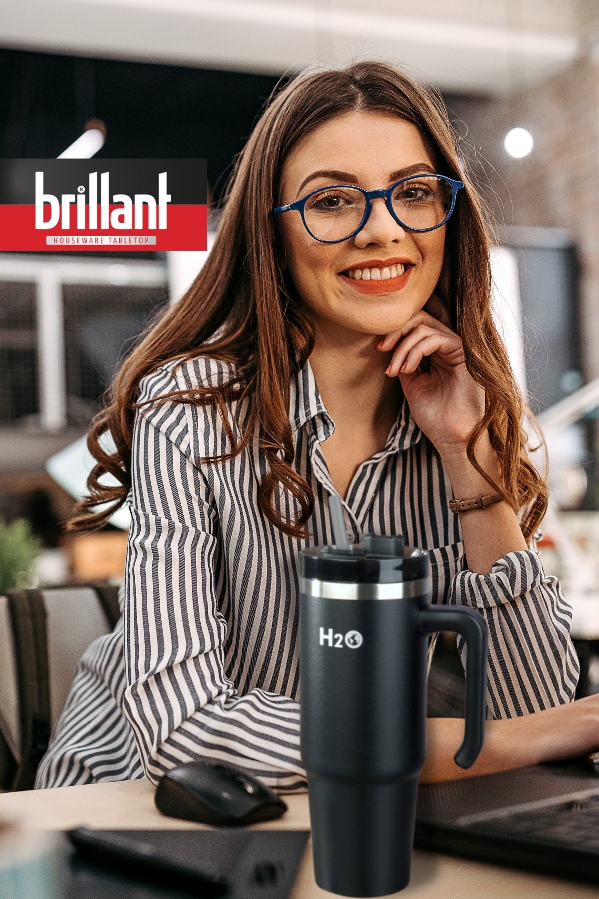 Brillant H20 900ml Termos Kupa Pipetli ( Sıcak ya da Soğuk, Her Koşulda Yanınızda! Çift Katman Paslanmaz Çelik Yapı )