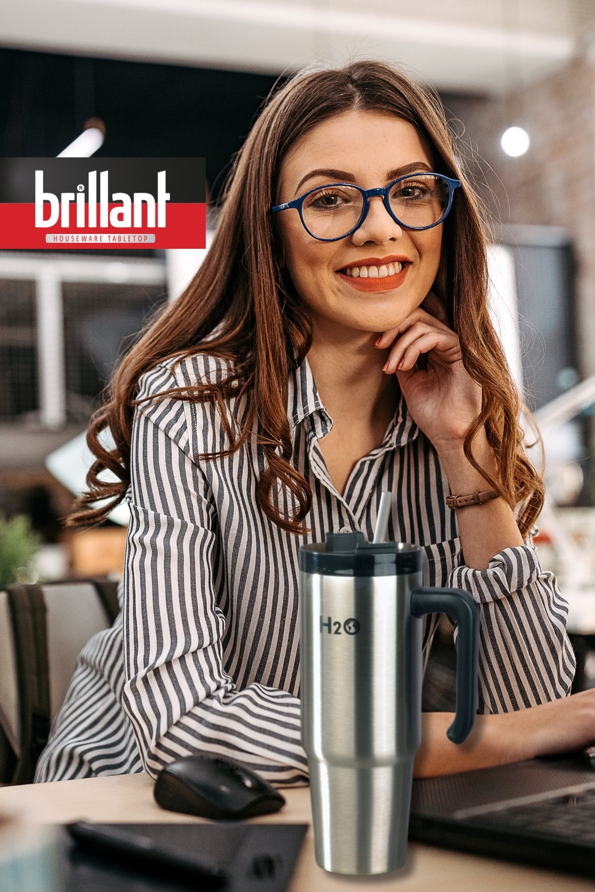 Brillant H20 900ml Termos Kupa Pipetli | Inox  ( Evde, arabada, ofiste, sporda; sıcak ya da soğuk, her koşulda yanınızda! Çift Katman Paslanmaz Çelik Yapı )