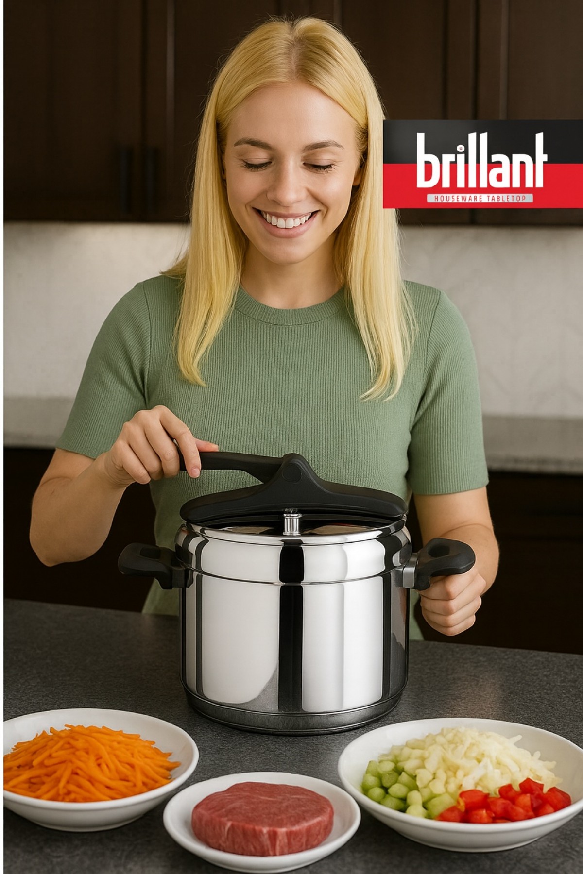 Brillant Alfa Corvi 6 Litre Düdüklü Çelik Tencere Seti ( Homojen Isı Dağılımını Sağlayan Özel Kapsül Taban & Premium Çelik Malzeme )