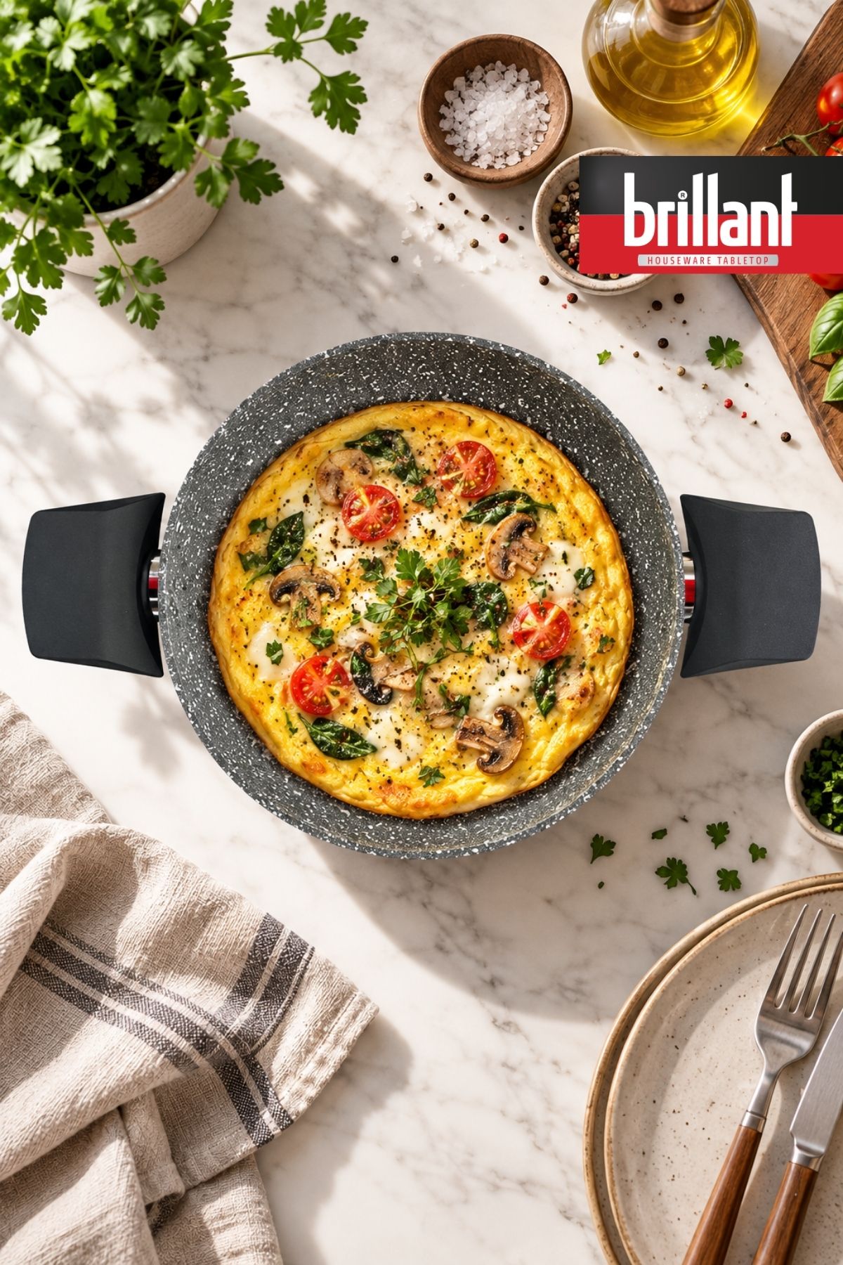 Brillant Petra Granit 18 Cm Yanmaz Yapışmaz Sahan | Gri ( Bio Granit Özelliği ile Yanma ve Yapışma Olmadan Lezzet Sofralarda! )
